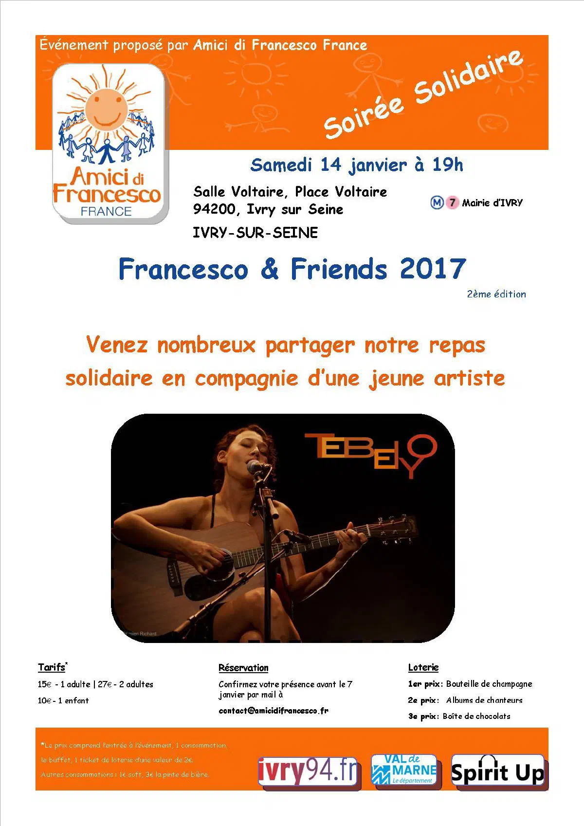 Affiche de la soirée solidaire Francesco & Friends 2017
